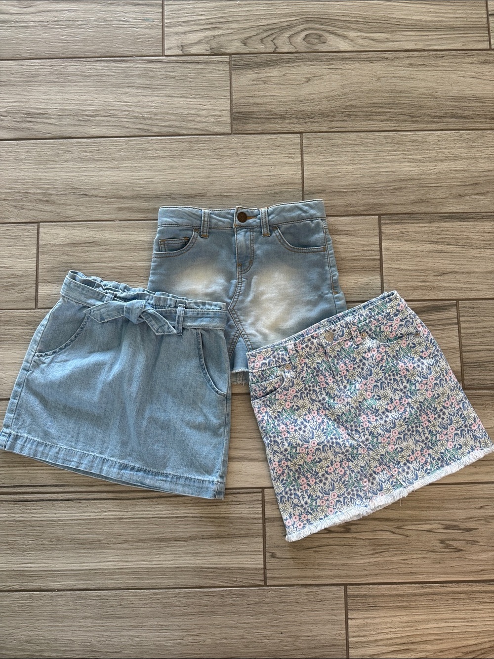 Cat & Jack Kids Light Blue Denim Skirt and Floral Skirt Set - 3 Pieces